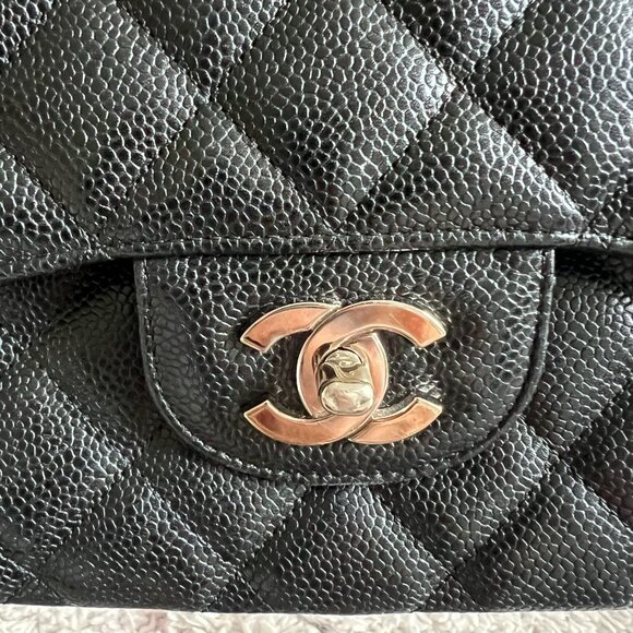 Authentic Chanel Classic Caviar Jumbo Flap Bag in SHW - $11,700 Retail - Picture 2 of 16